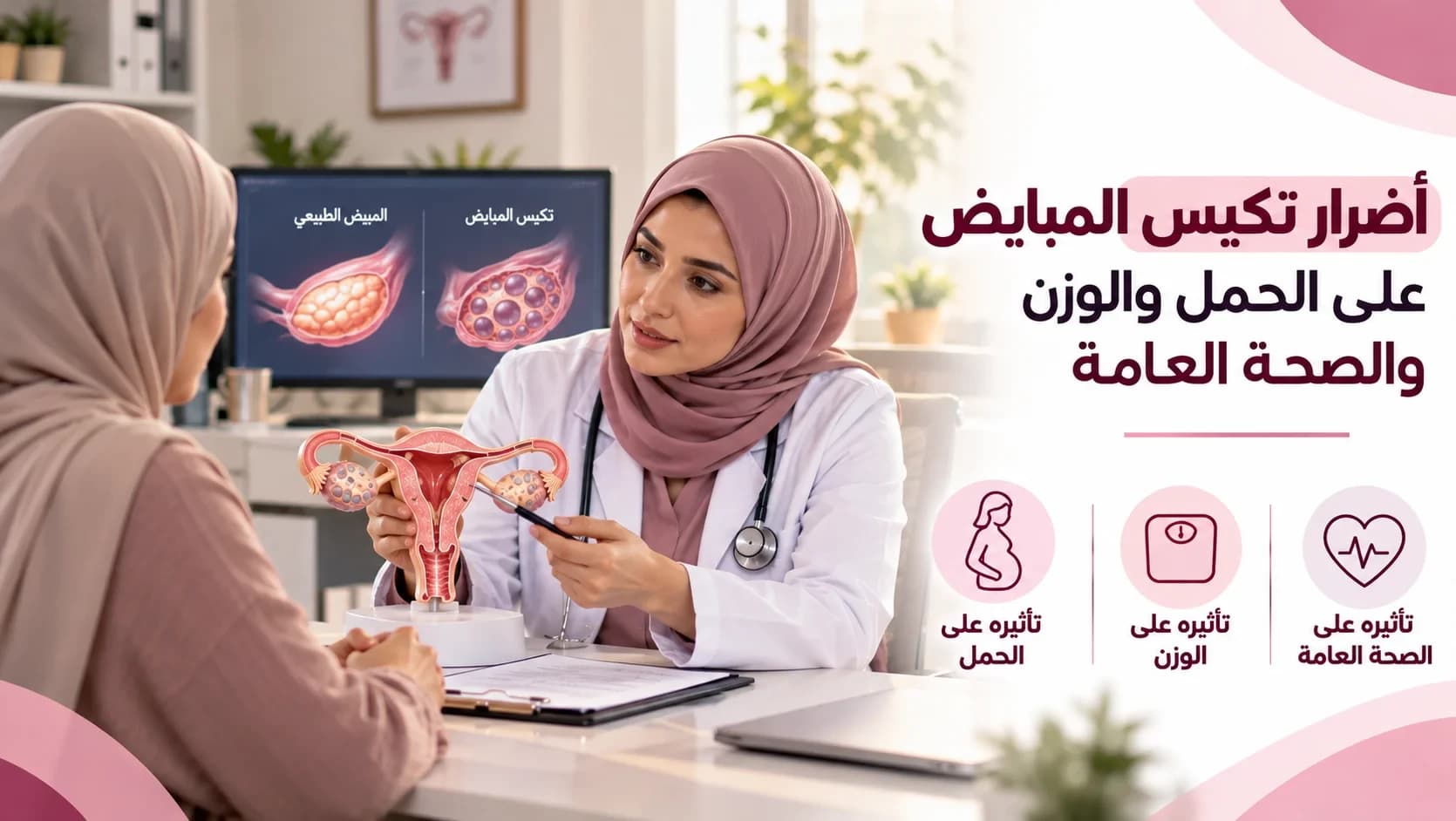 اضرار تكيس المبايض على الحمل والوزن والصحة العامة