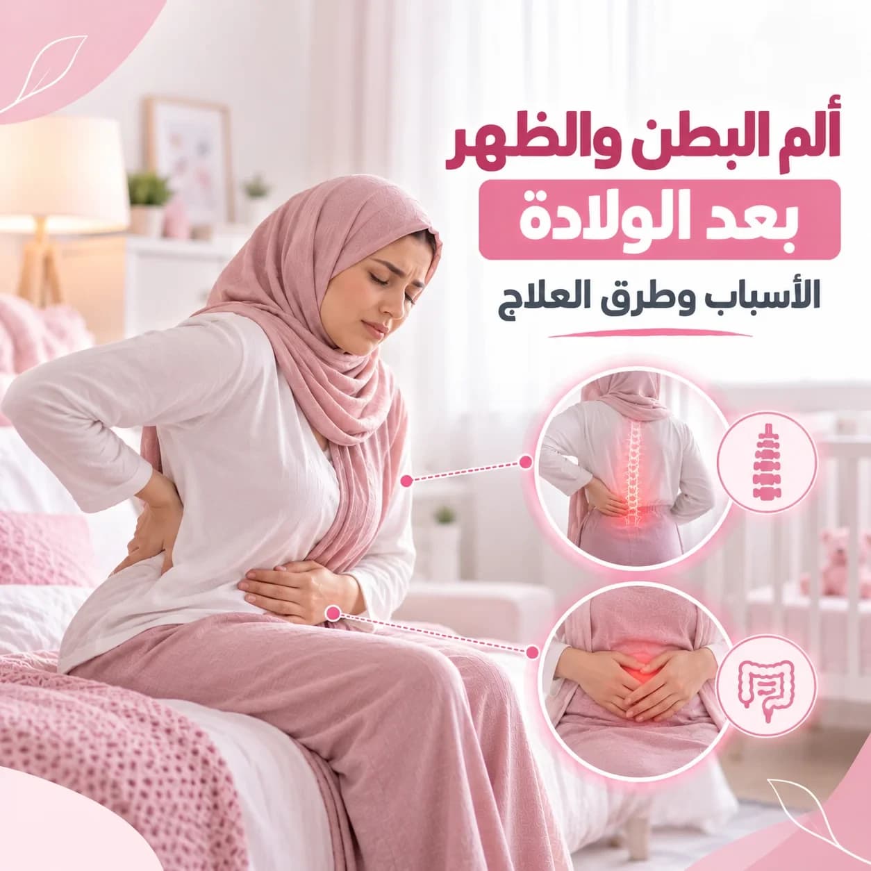ألم البطن والظهر بعد الولادة: الأسباب وطرق العلاج